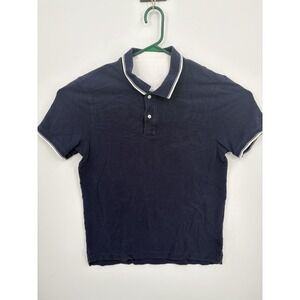 J.Crew Oarsman Men's Classic Pique Polo Shirt Navy Blue Trimmed Short Sleeve, M